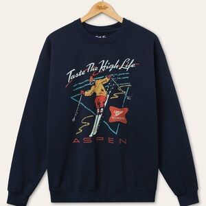 Miller High Life x Junk Food Clothing Navy Aspen Ski Sweater